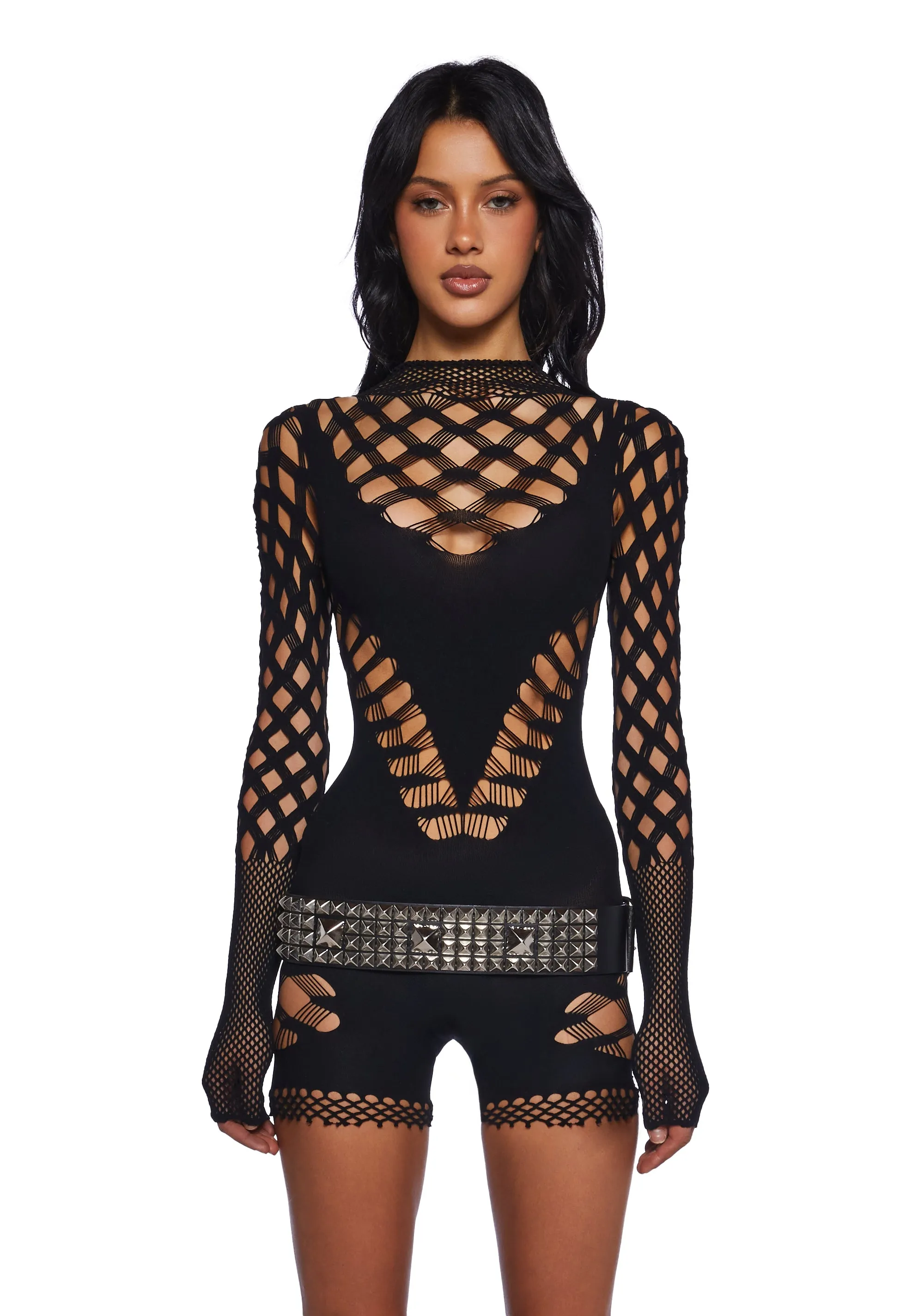 Downtown Rebel Fishnet Romper-