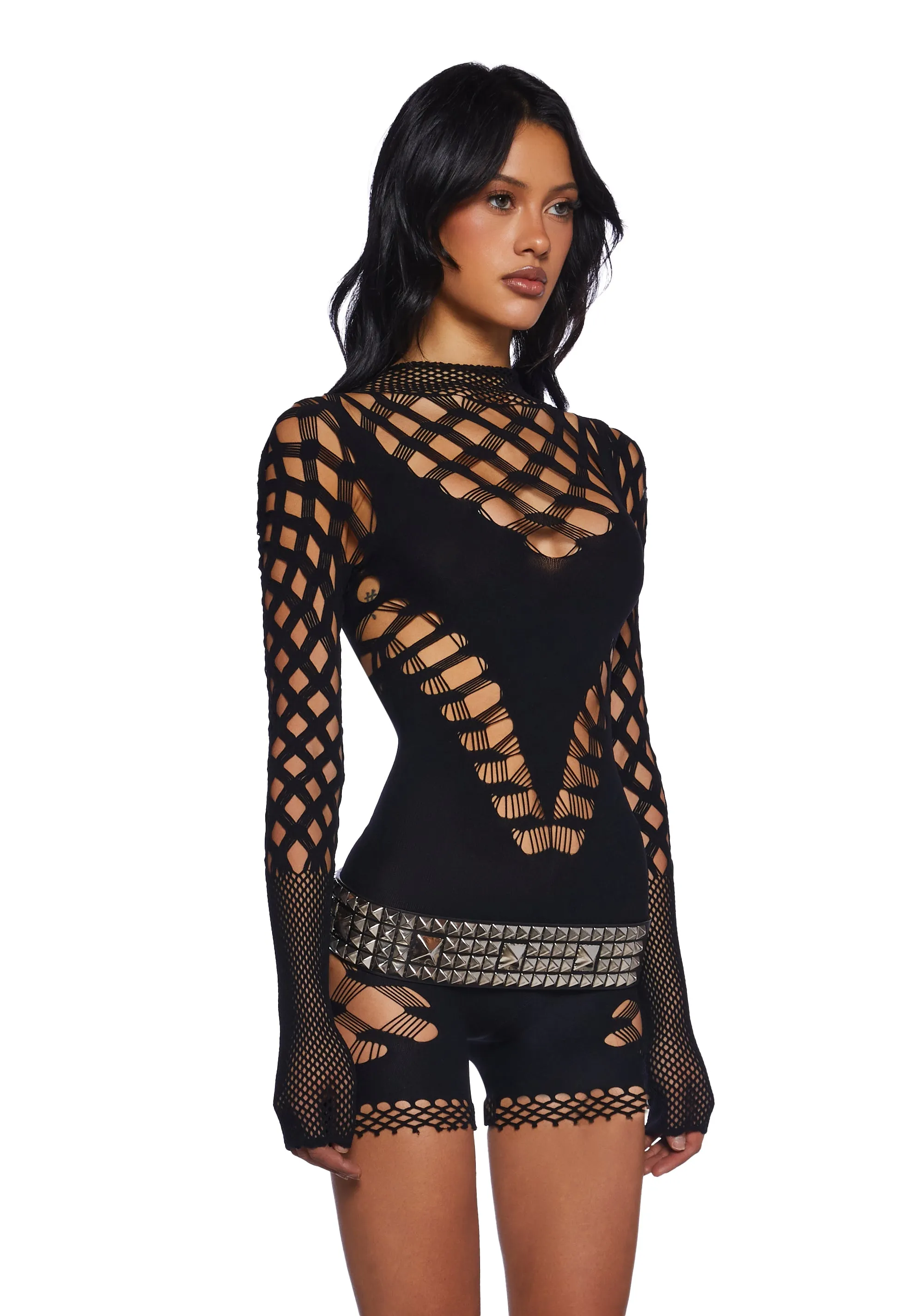 Downtown Rebel Fishnet Romper-