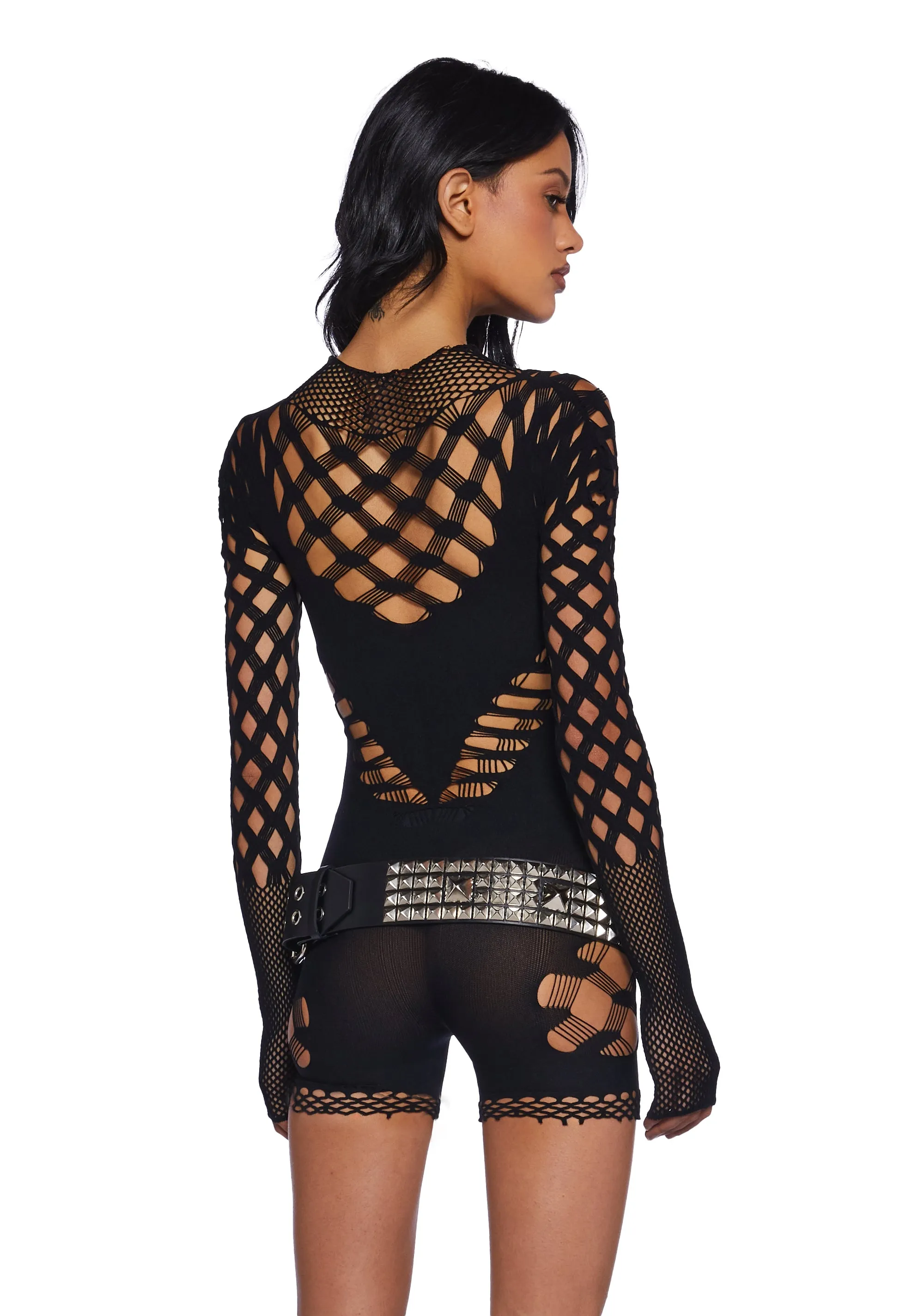 Downtown Rebel Fishnet Romper-