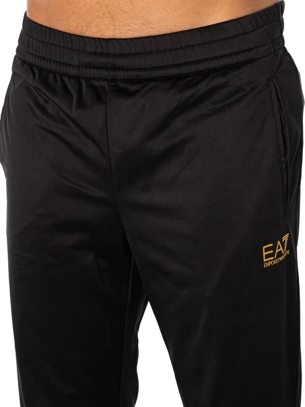 EA7 Funnel Neck Zip Tracksuit - Black/Gold