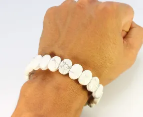 Faceted Howlite Bracelet - Elastic & Double Reinforced for tranquility, patience, and awareness