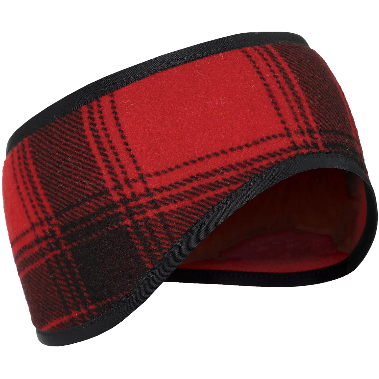 Fleece Headband - Red/black Plaid - Small/Medium