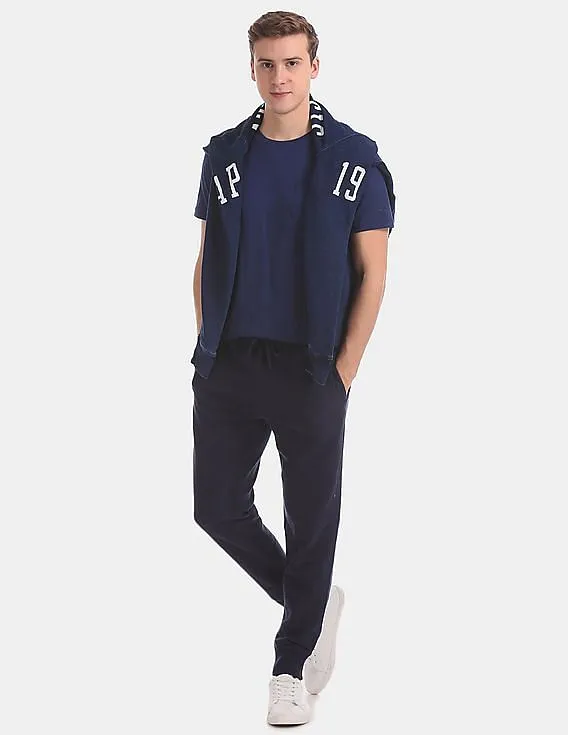 GAP Men Blue Solid Fleece Joggers