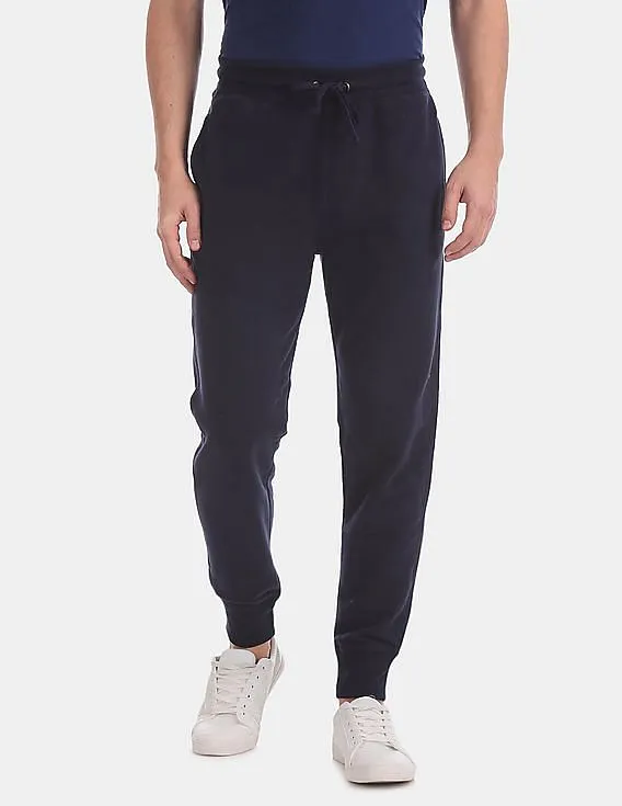 GAP Men Blue Solid Fleece Joggers