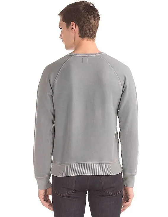 GAP Men Grey Raglan Fleece Sweatshirt