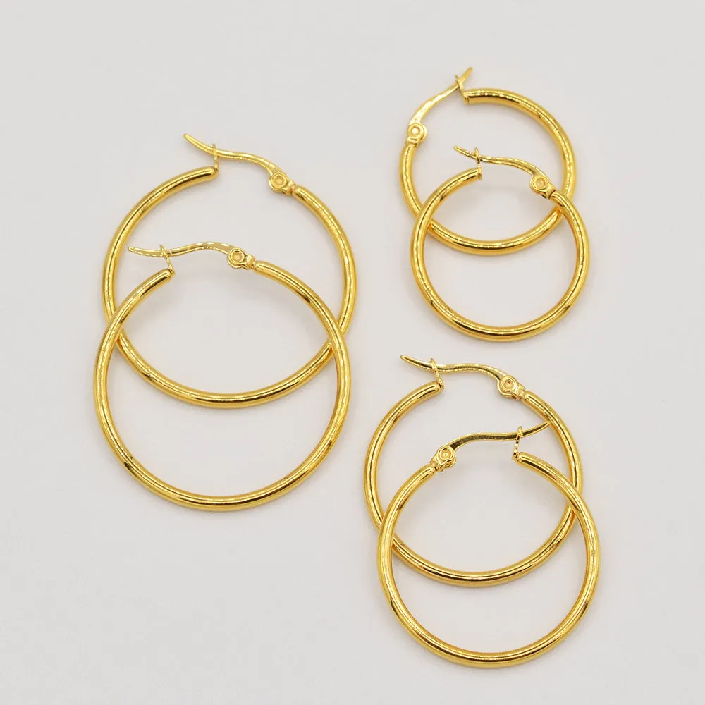 Gold Plated Stainless Steel thin Hoop Earrings