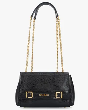 Guess Sestri Black Patent Reptile Shoulder Bag