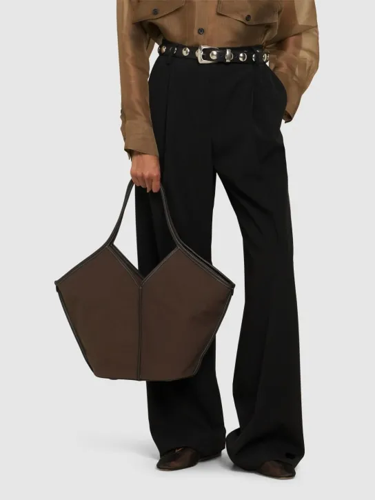 Hereu   Calella canvas & leather shoulder bag 