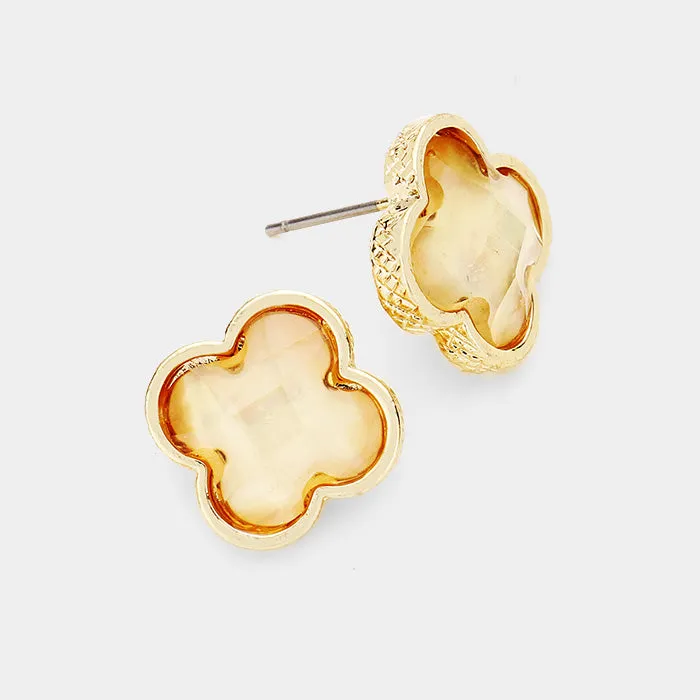 iLLASPARKZ Quatrefoil Clover Stone Stud Earrings