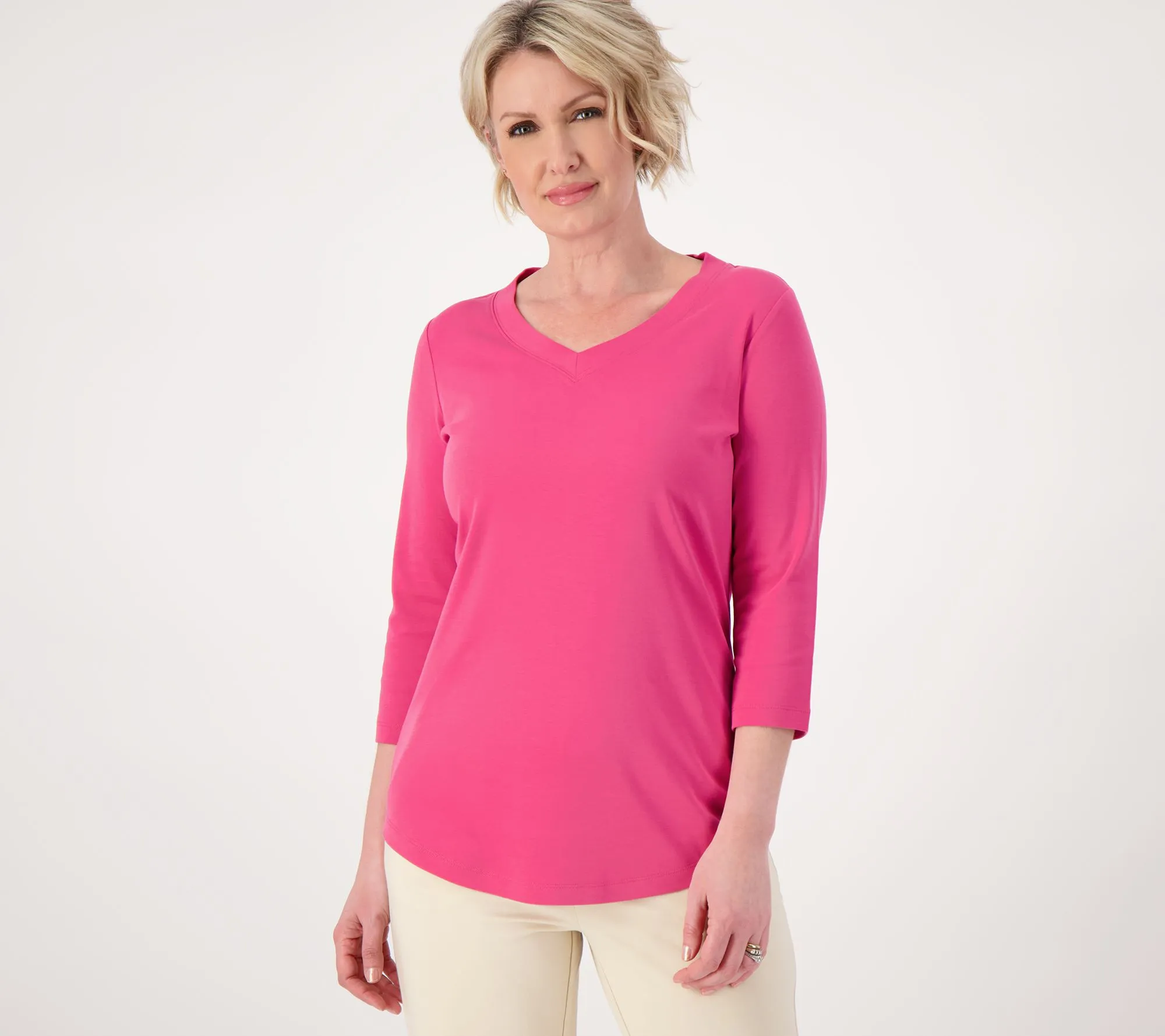 Isaac Mizrahi Live! Essentials Pima Cotton 3/4 Sleeve Tunic