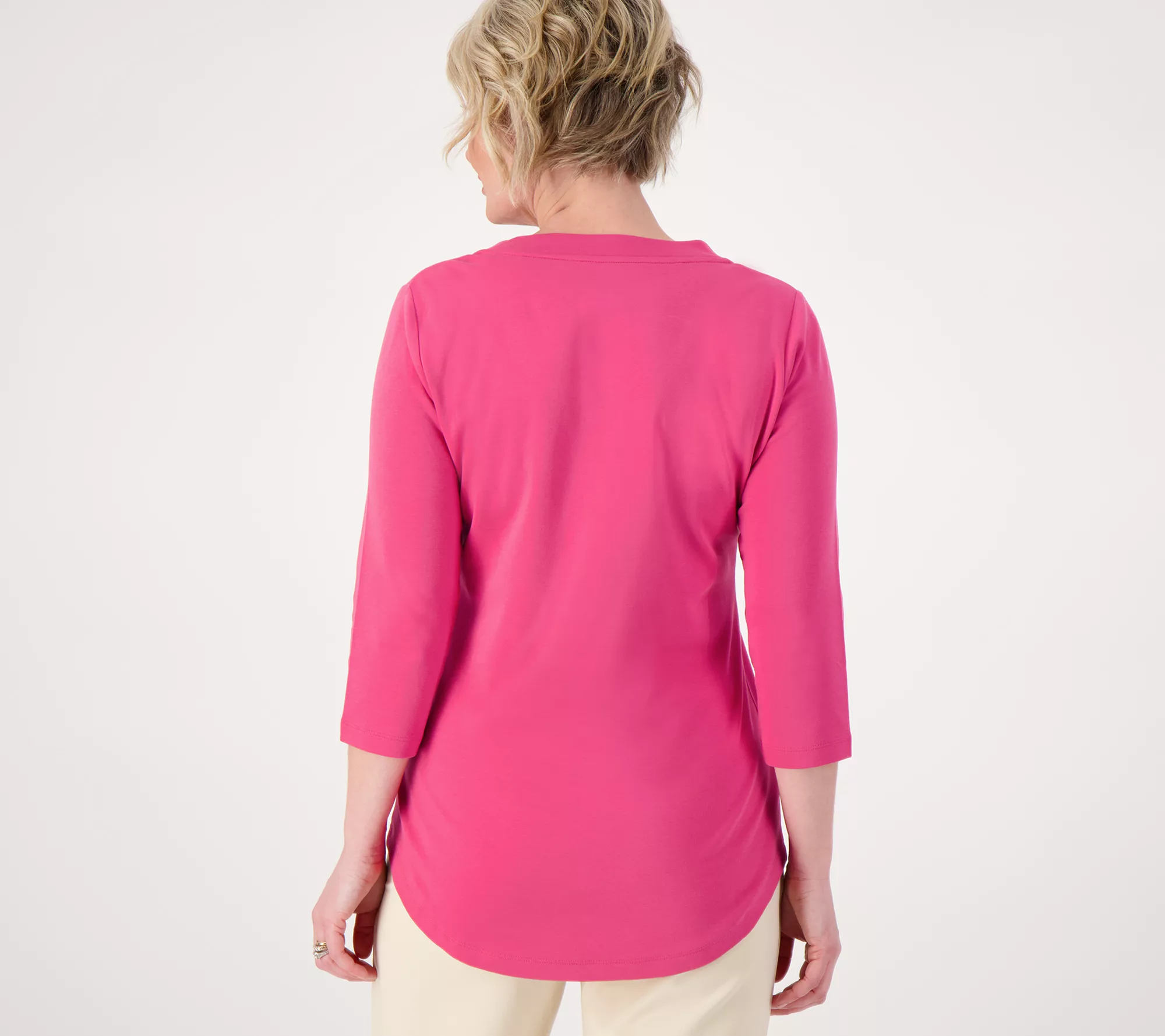 Isaac Mizrahi Live! Essentials Pima Cotton 3/4 Sleeve Tunic