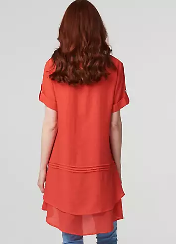 Izabel London Coral Layered Longline Tunic Top | Grattan