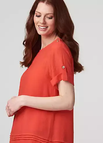 Izabel London Coral Layered Longline Tunic Top | Grattan