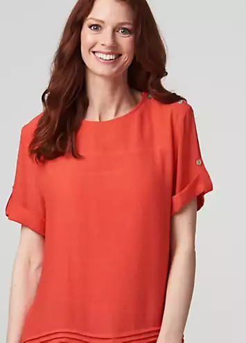 Izabel London Coral Layered Longline Tunic Top | Grattan