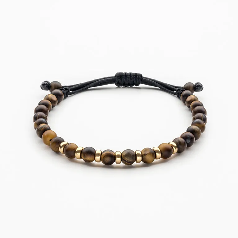 Jaibor Uomo 14K Rose Gold and Tiger's Eye Beaded Bracelet B4678OP073