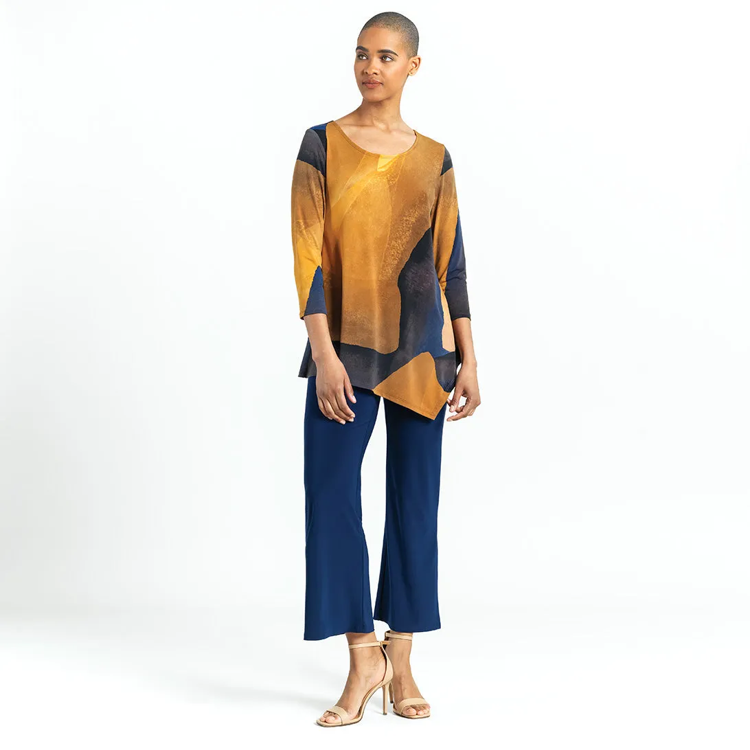 Kerchief Angle Hem Tunic - Tan Watercolor - Final Sale!