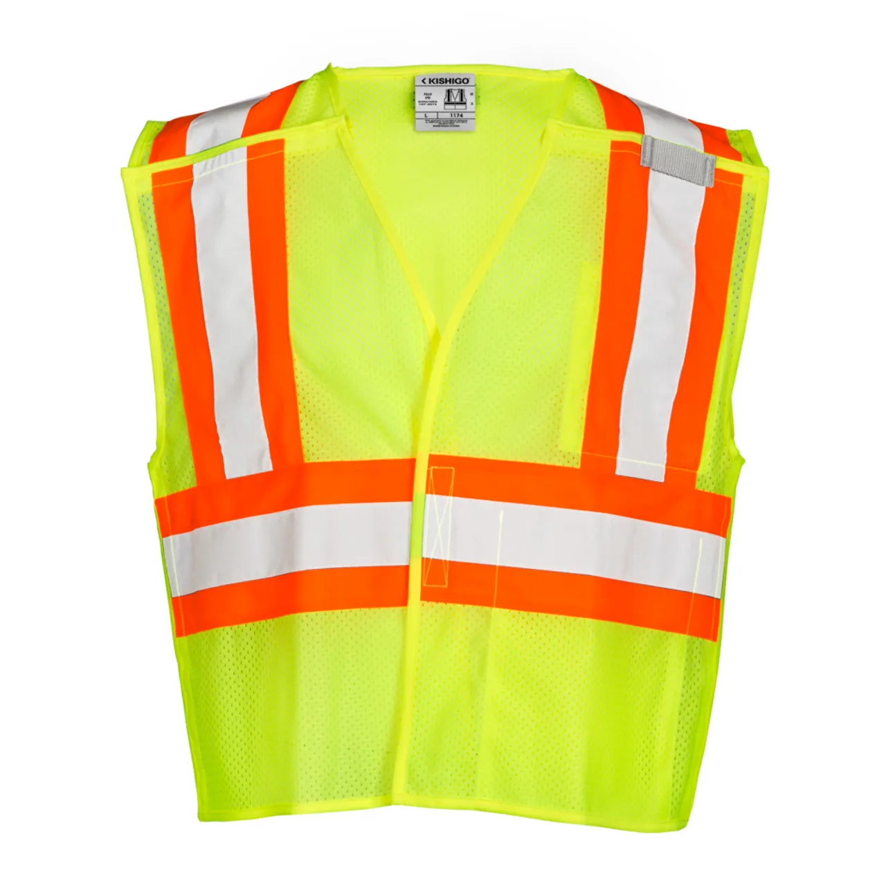 Kishigo Contrasting Mesh Breakaway Vest 1174 Lime | 1176 Orange