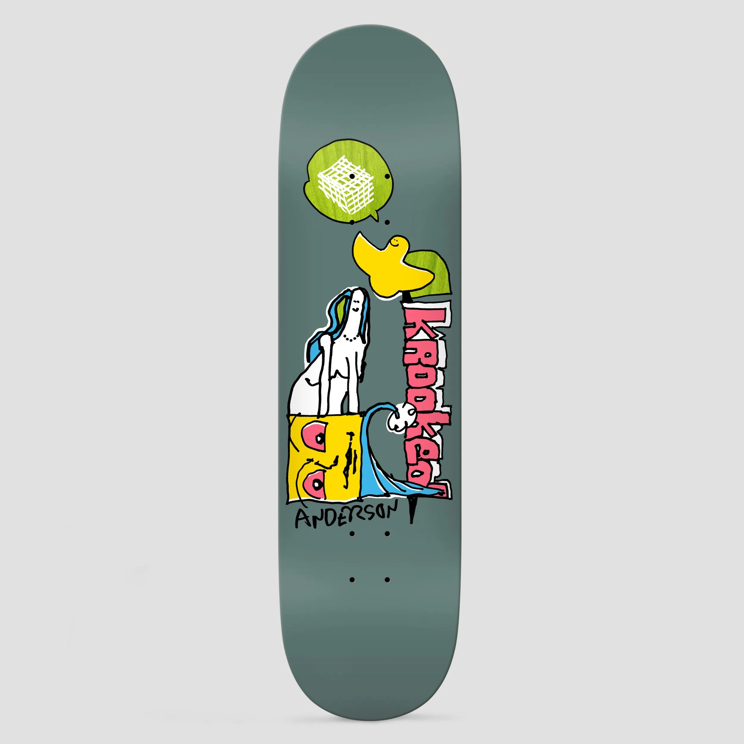 Krooked 8.25 Anderson Hatter Skateboard Deck Grey