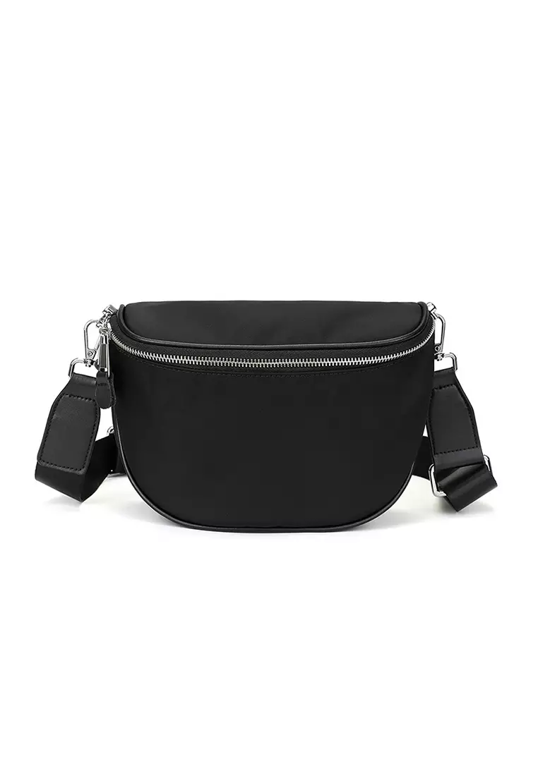 Lara Women's Oxford Cloth Chest Bag Shoulder Bag - Black