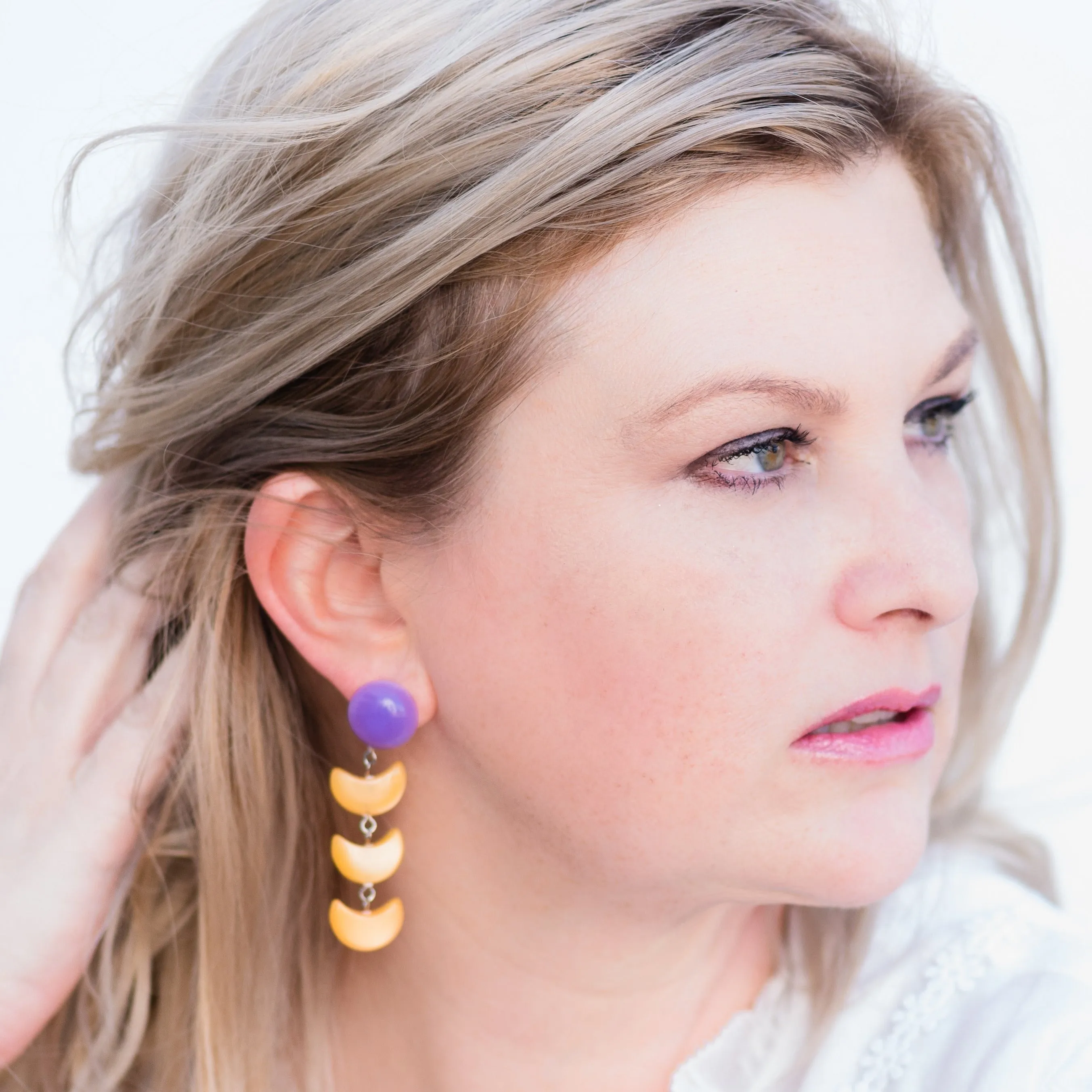 Lavender & Tangerine Moonglow Fish Scale Earrings