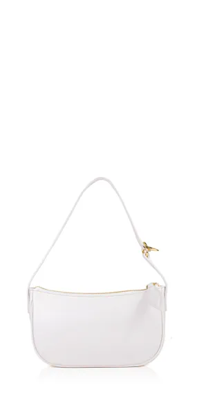 Leather Mini Moon Bag - White 