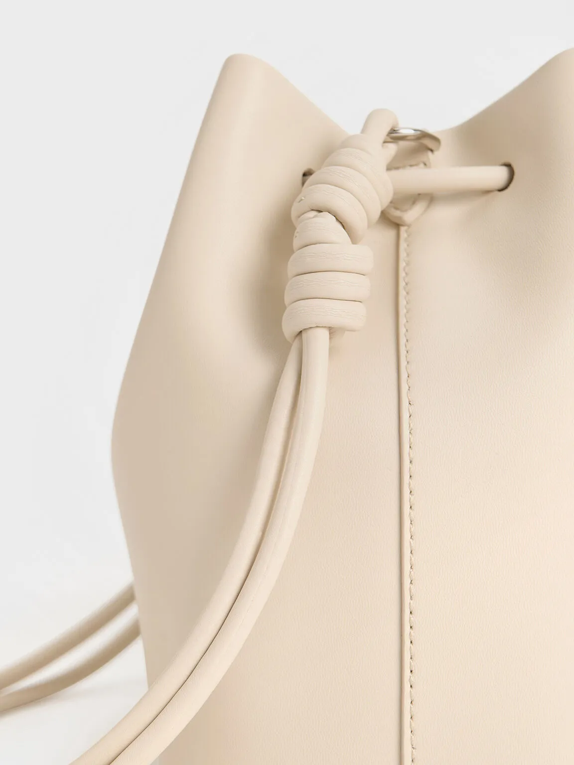 Leia Knotted Bucket Bag - Beige