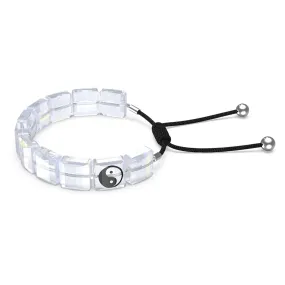 LETRA YIN YANG BRACELET, WHITE, RHODIUM PLATED