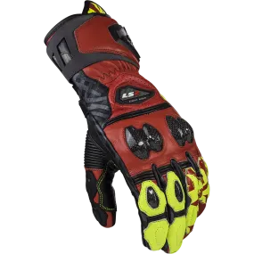 LS2 Feng Racing Gloves Red/High Visibility Yellow