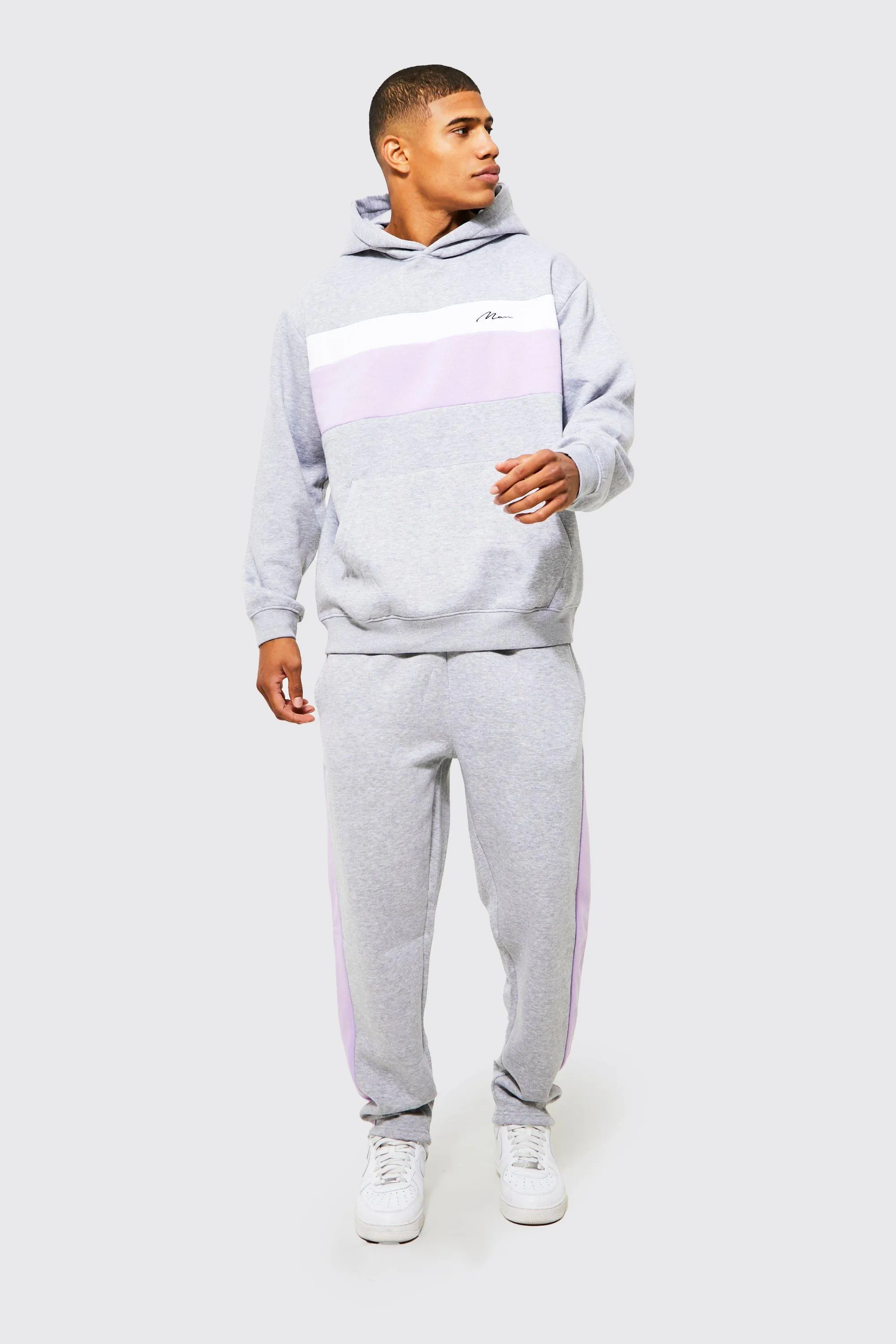 Man Contrast Panel Straight Leg Tracksuit