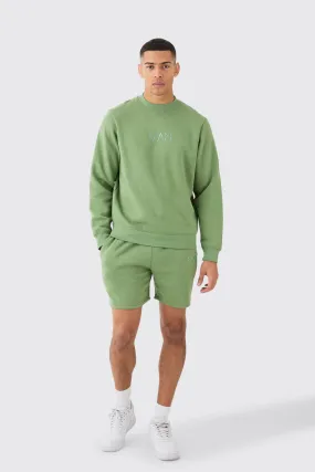 Man Extended Neck Sweatshirt Short Tracksuit | boohooMAN UK