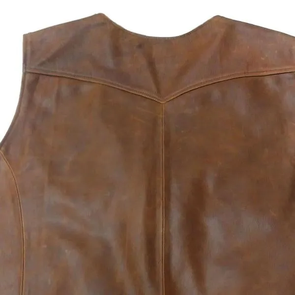 Men's Vintage V-Neck Leather Vest