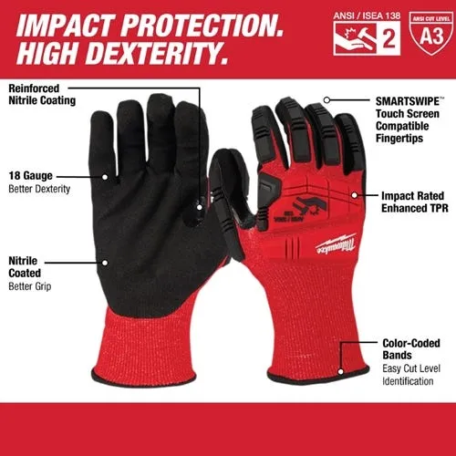 Milwaukee Tools Impact Cut Level 3 Nitrile Dipped Gloves 48-22-897