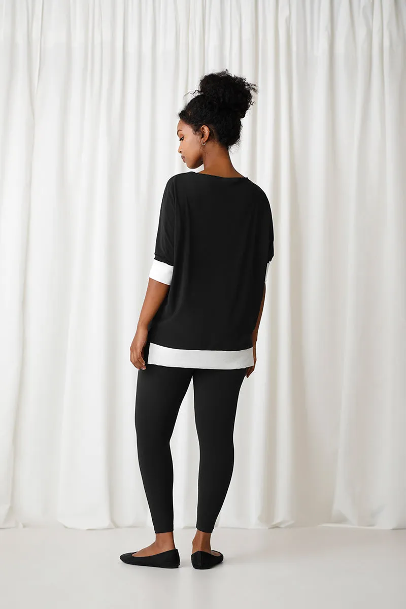 Motion Pocket Boxy Tunic | Black/Wht