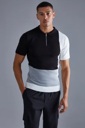 Muscle Fit Color Block Polo