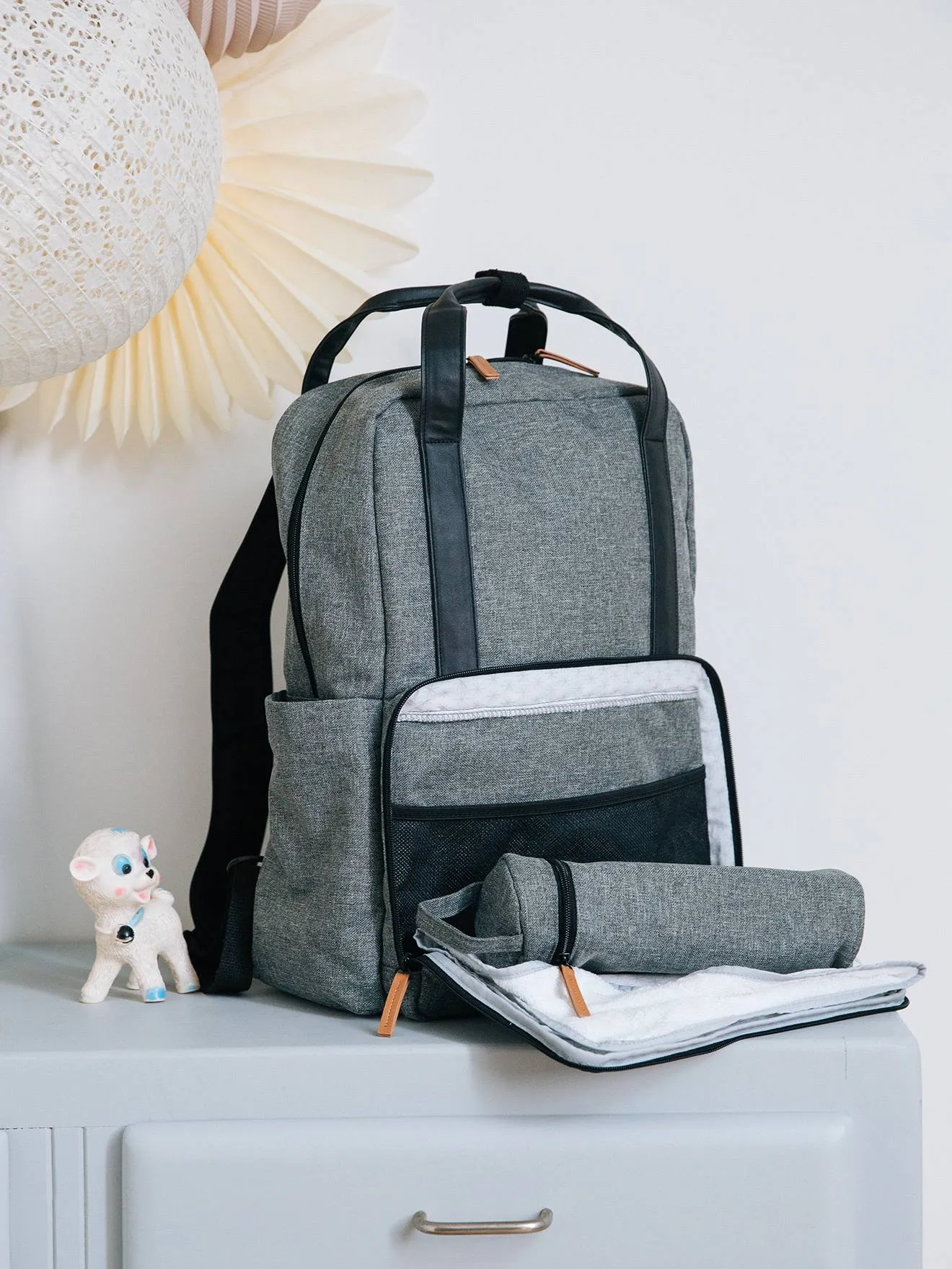 Nappy-Changing Backpack, Vertbaudet - bleached denim