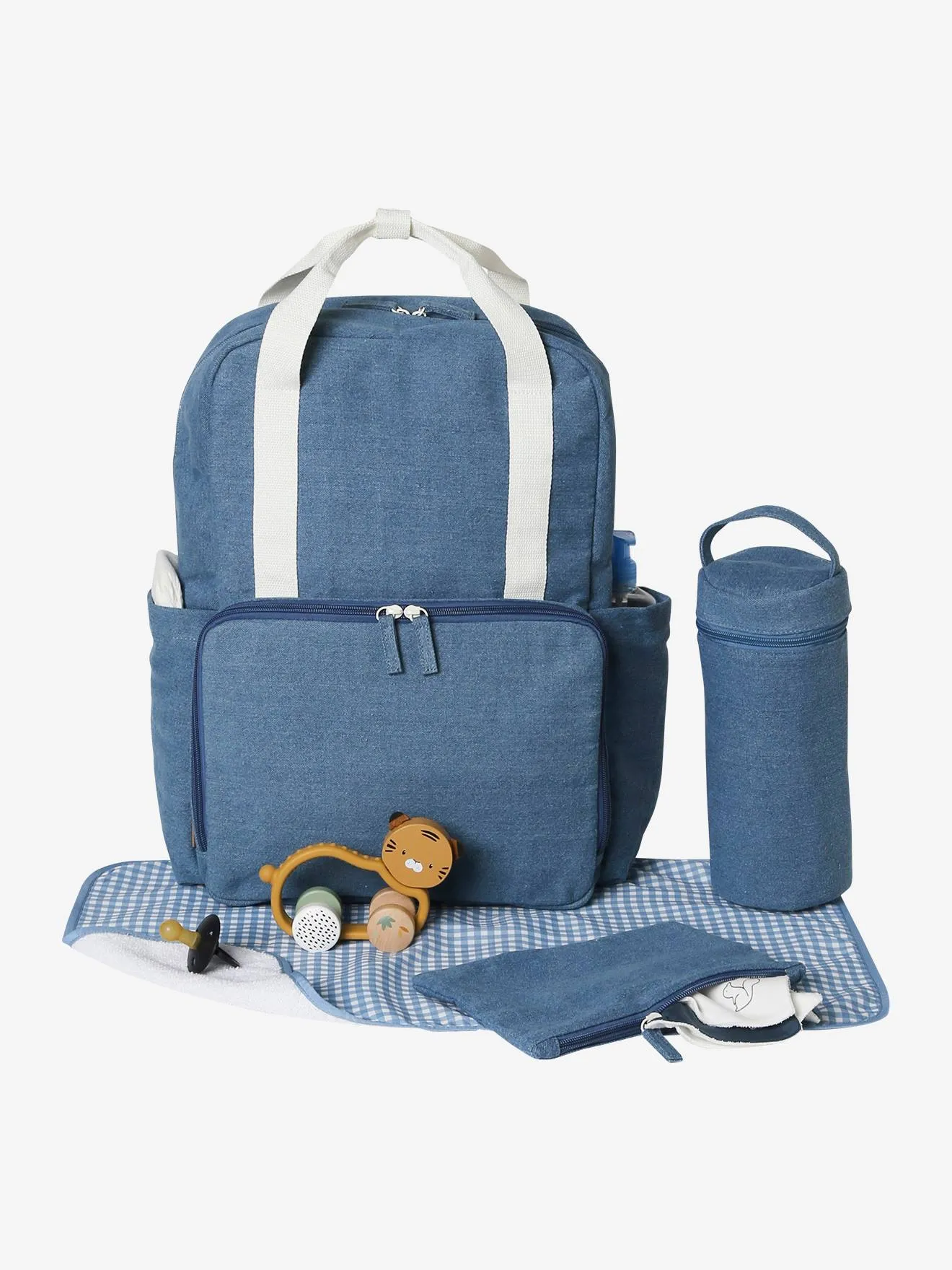 Nappy-Changing Backpack, Vertbaudet - bleached denim