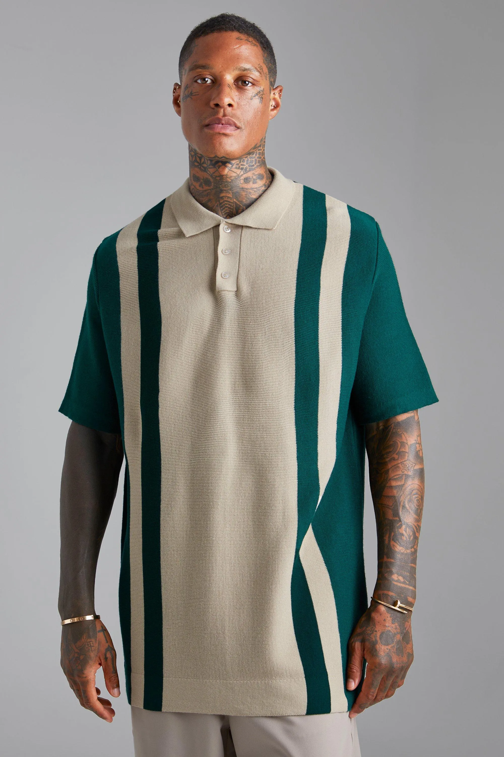 Oversized Knitted Colourblock Polo