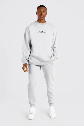 Oversized Man Signature Sweatshirt Tracksuit | boohooMAN UK