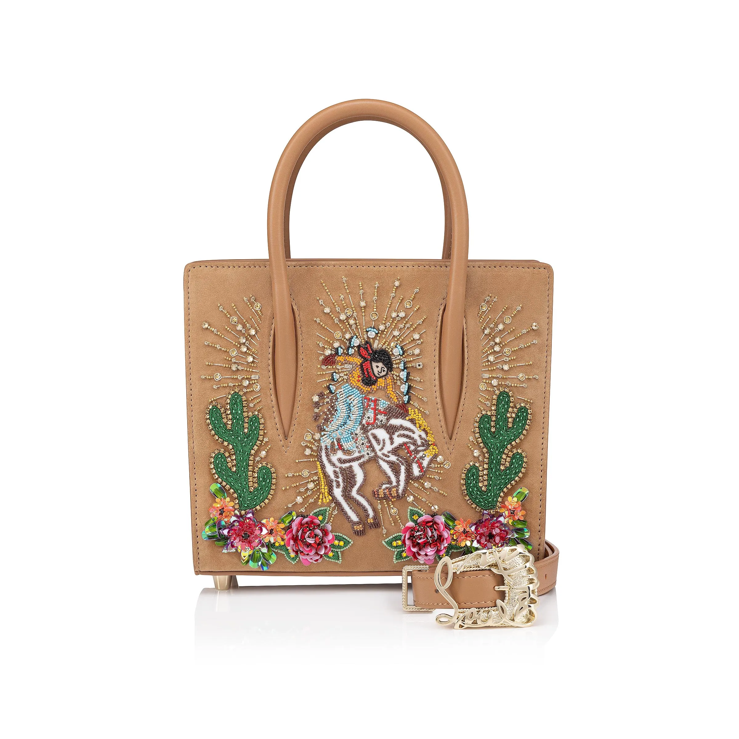 Paloma mini Top handle bag - Veau velours, calf leather and Lucky embroidery - Lionne