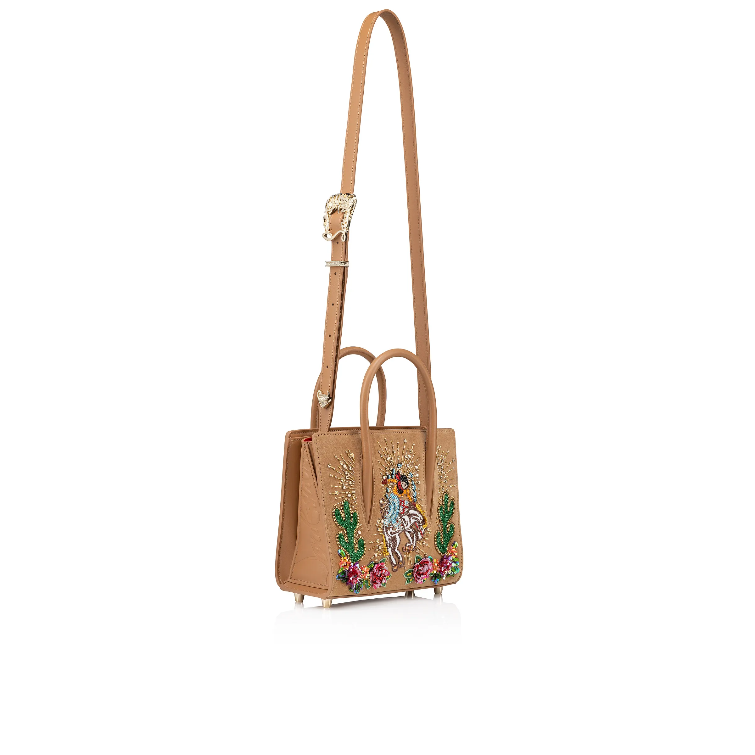 Paloma mini Top handle bag - Veau velours, calf leather and Lucky embroidery - Lionne