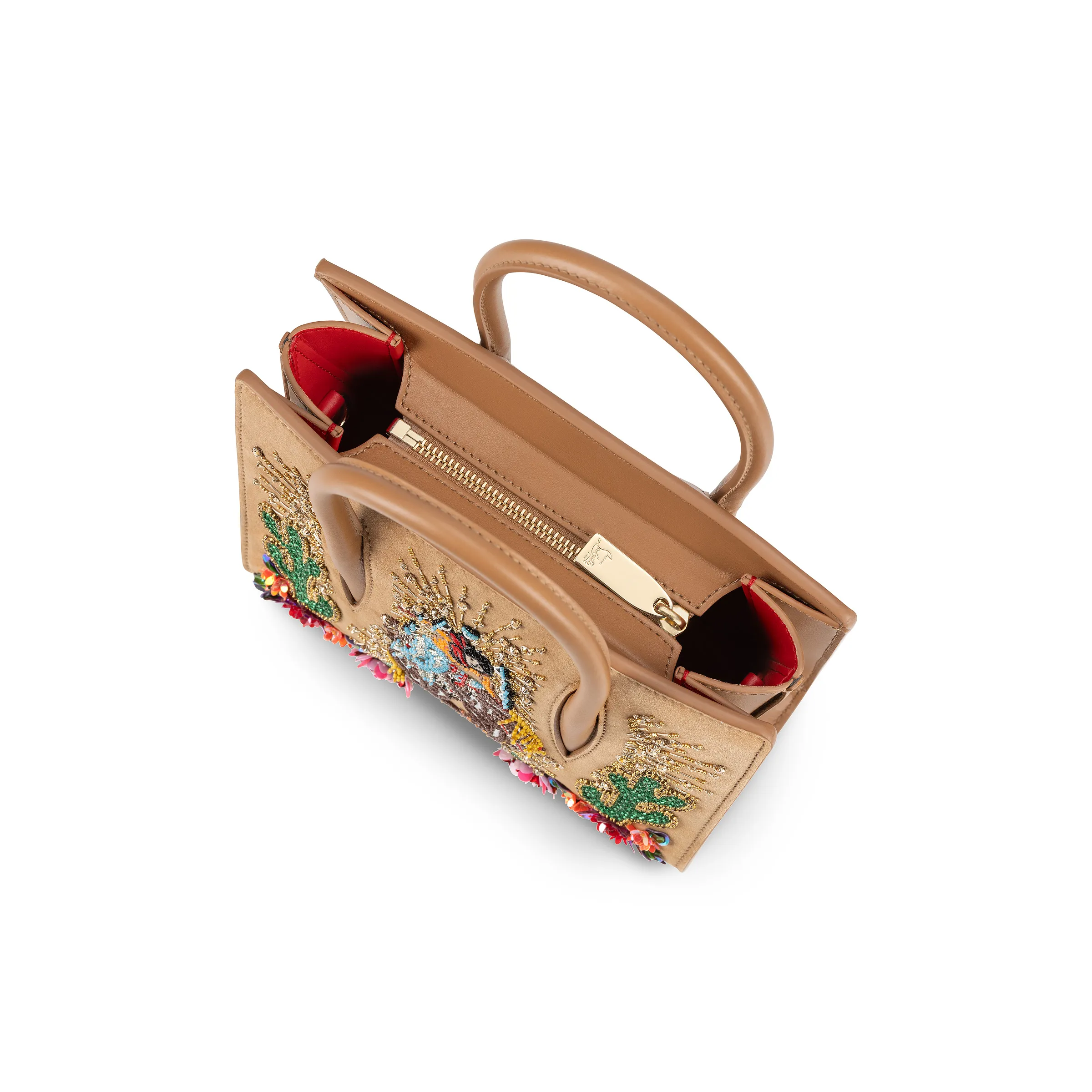 Paloma mini Top handle bag - Veau velours, calf leather and Lucky embroidery - Lionne