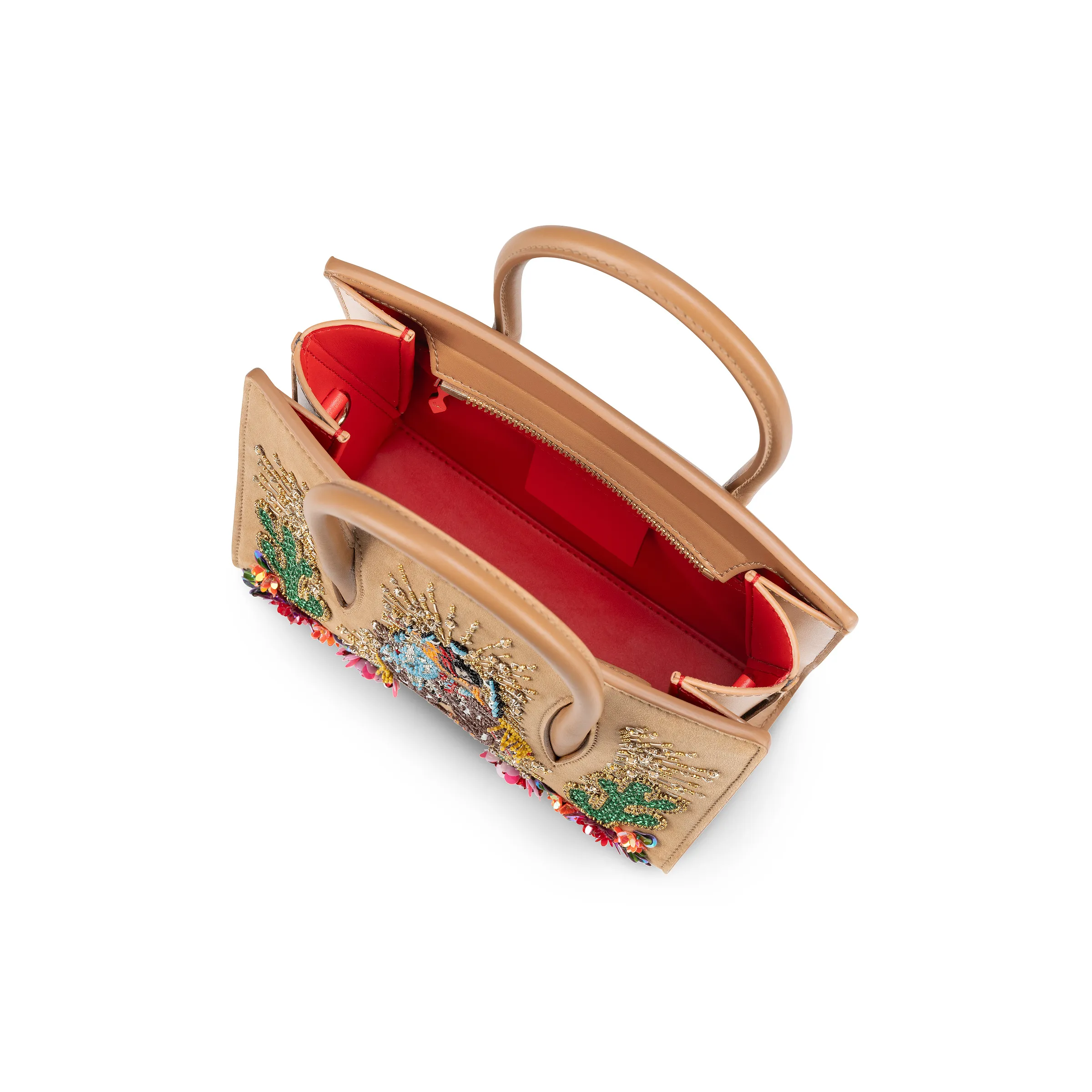 Paloma mini Top handle bag - Veau velours, calf leather and Lucky embroidery - Lionne