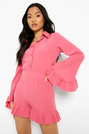 Petite Ruffle Hem Flare Sleeve Romper