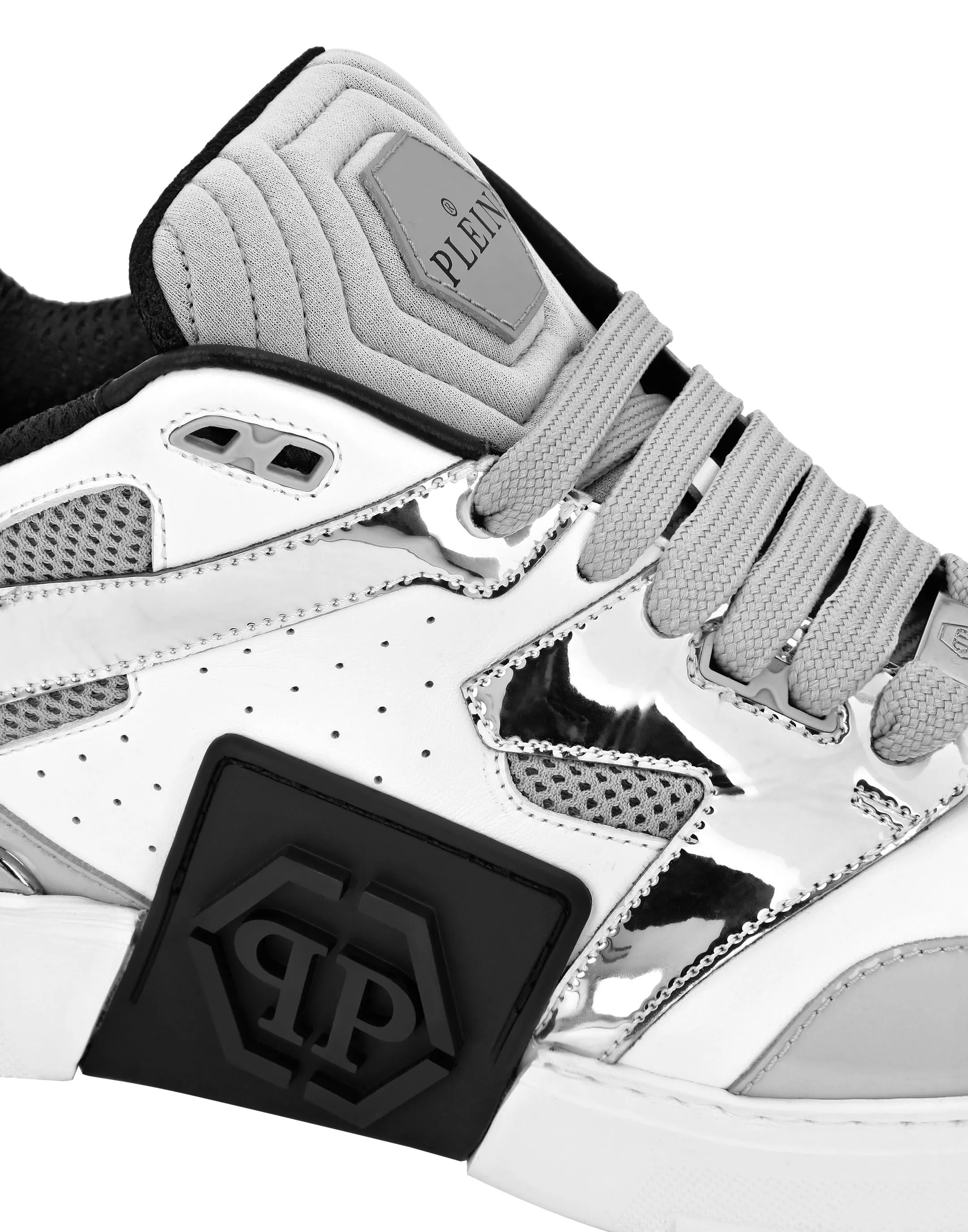 PHILIPP PLEIN Mix Leather Lo-Top Sneakers