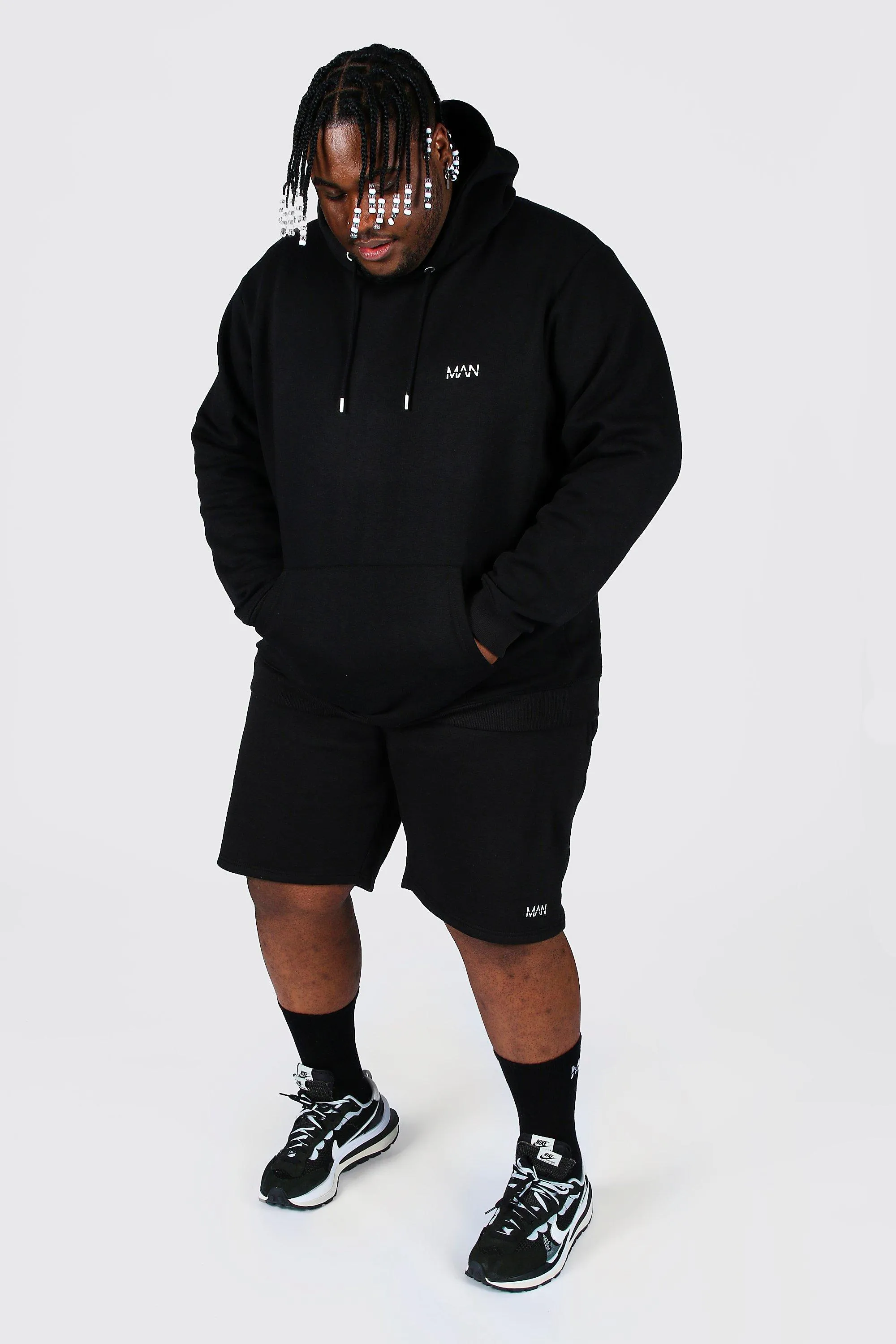 Plus Size Man Dash Hooded Short Tracksuit | boohooMAN UK