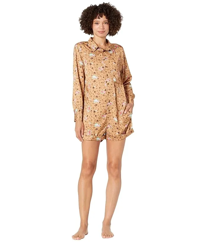 Plush Floral Cheetah Romper Women's