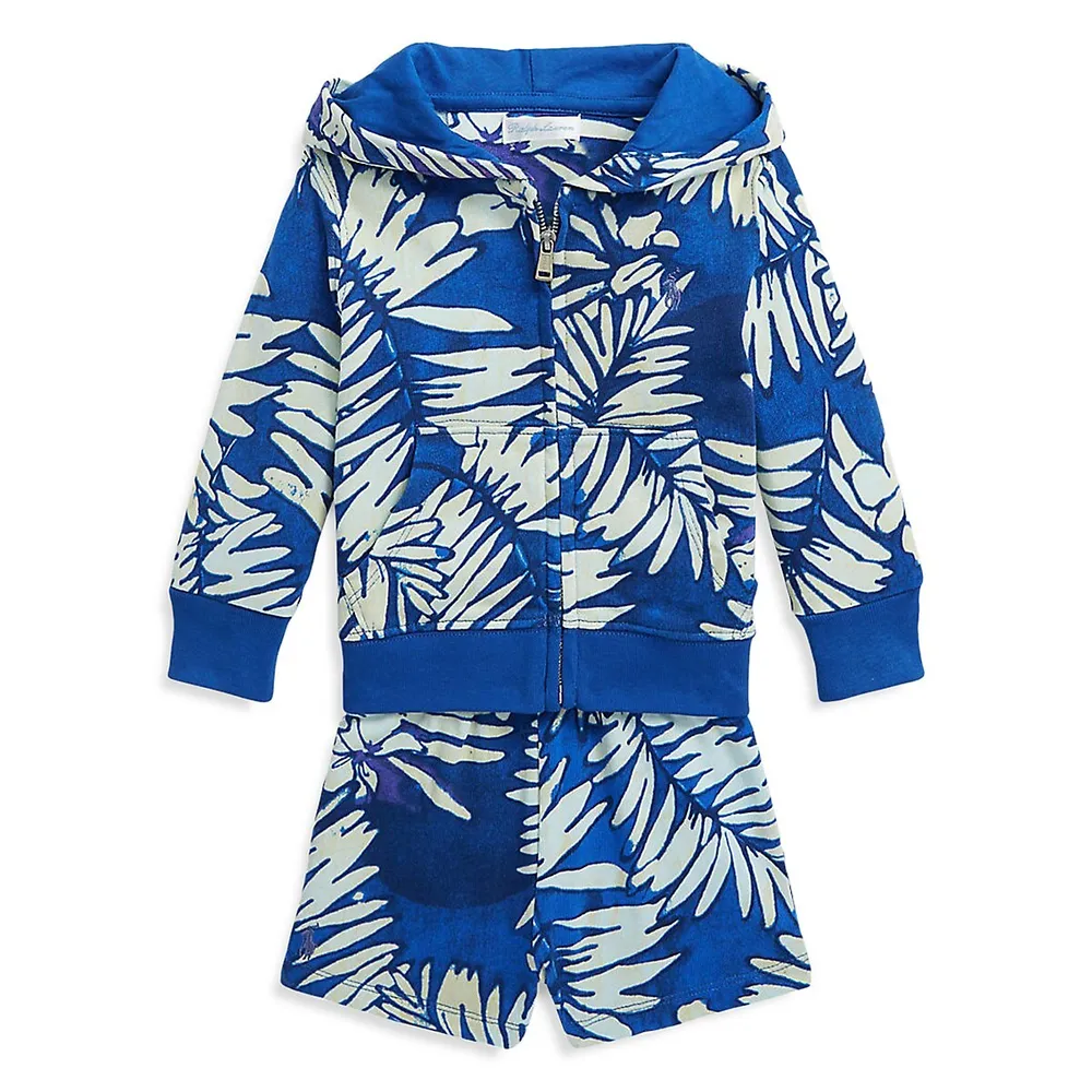 Ralph Lauren Baby Girl's 2-Piece Tropical Spa Terry Hoodie & Shorts Set