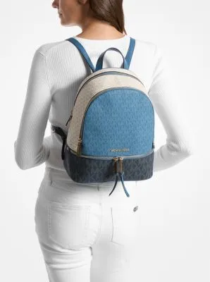 Rhea Medium Color-Block Logo Backpack