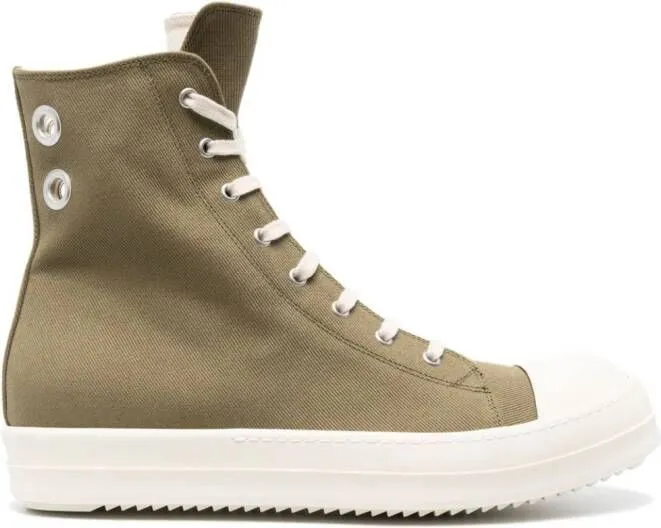 Rick Owens DRKSHDW eyelet-detail canvas high-top sneakers Green