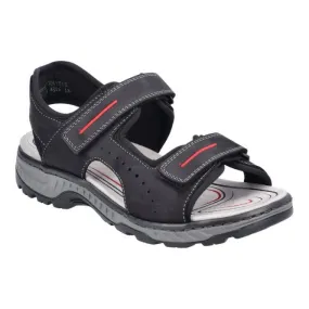 Rieker  Mens 21760-00 Black Strap Over Sandals